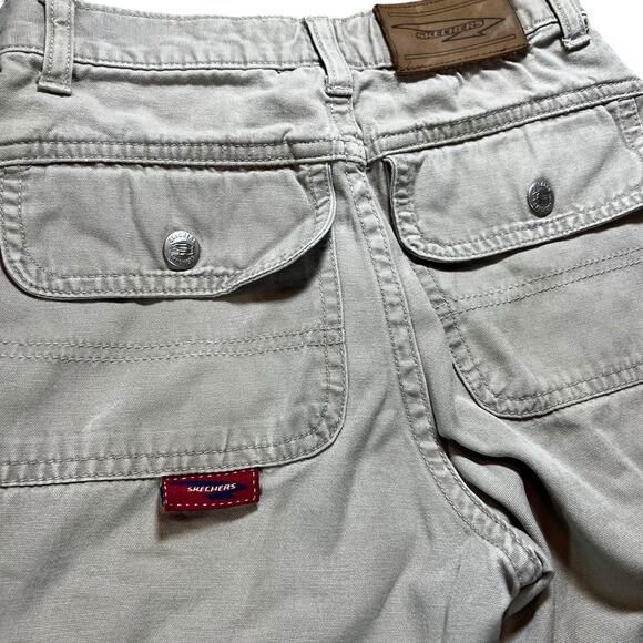 Vintage y2k Skechers khaki carpenter cargo skater baggy pants youth size 6 - Picture 6 of 10